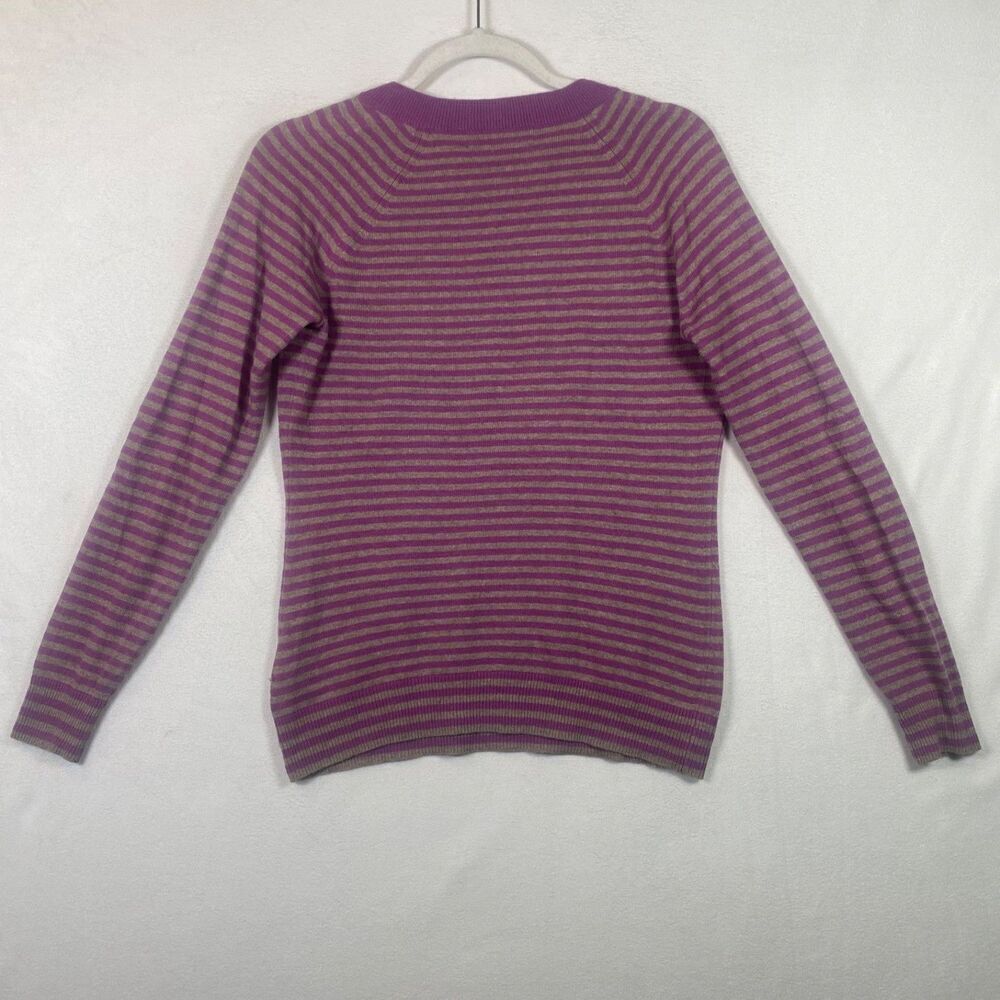 Banana Republic Cashmere Blend Striped Sweater Small Purple Tan Wool Button